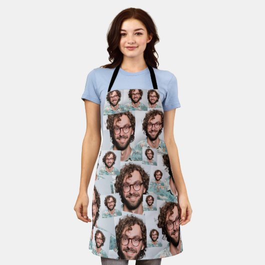 Custom Funny Face Photo Collage One Afbeelding Schort (Gedragen)