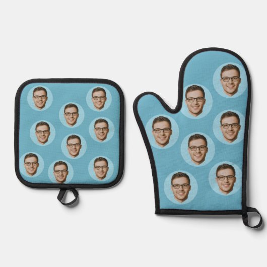 Custom Funny Face Photo Personalized Ovenwant & Pannenlap Set (Voorkant)