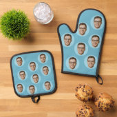Custom Funny Face Photo Personalized Ovenwant & Pannenlap Set (Top down)