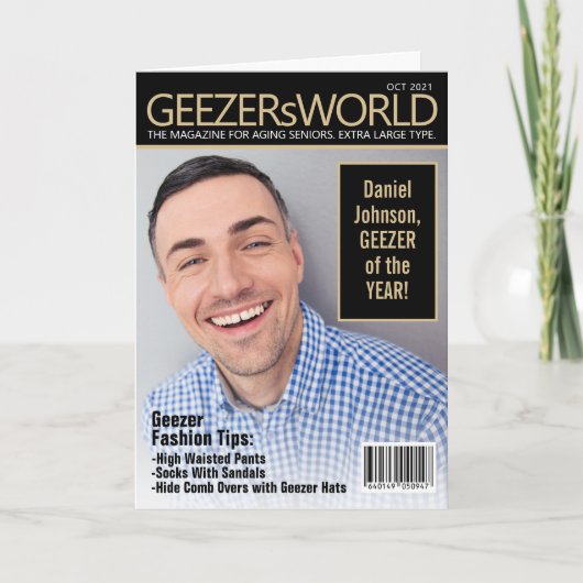 Custom Funny Fake GeezersWorld Magazine Birthday C Kaart (Voorkant)