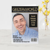 Custom Funny Fake GeezersWorld Magazine Birthday C Kaart (Gele Bloem)