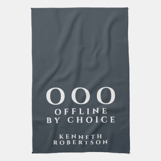 Custom Funny Minimalist OOO Navy Blue White Men Theedoek (Verticaal)