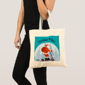 Custom Funny Modern Santa Christmas Holiday Blue Tote Bag (Voorkant (product))