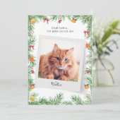 Custom Funny Pet Cat Dear Santa Christmas Feestdagenkaart (Staand voorkant)