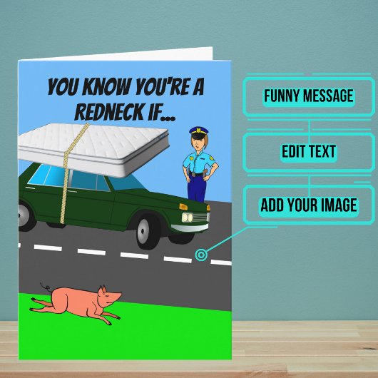 Custom Funny Redneck Mattress Joke Birthday Kaart