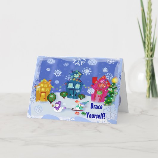 Custom Funny Winter Scene Kerst Kaart (Voorkant)