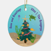 Custom Funny Zeeen en Groeten Ocean Holiday 2024 Keramisch Ornament (Links)