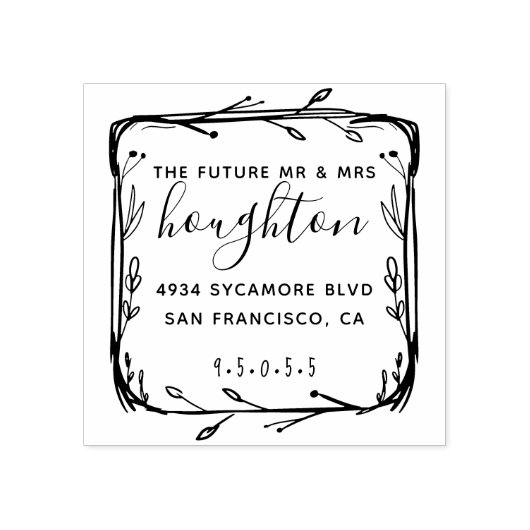 Custom Future Mr & Mrs Bruiloft Retouradres Rubberstempel (Afrduk)