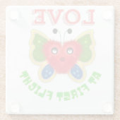 Custom Fuzzy Heart Butterfly Gift Glazen Onderzetter (Achterkant)