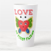 Custom Fuzzy Heart Butterfly Gift Latte Mok (Voorkant)