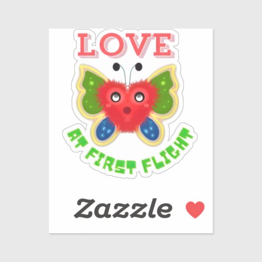 Custom Fuzzy Heart Butterfly Gift Sticker (Vel)