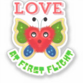 Custom Fuzzy Heart Butterfly Gift Sticker (Voorkant)
