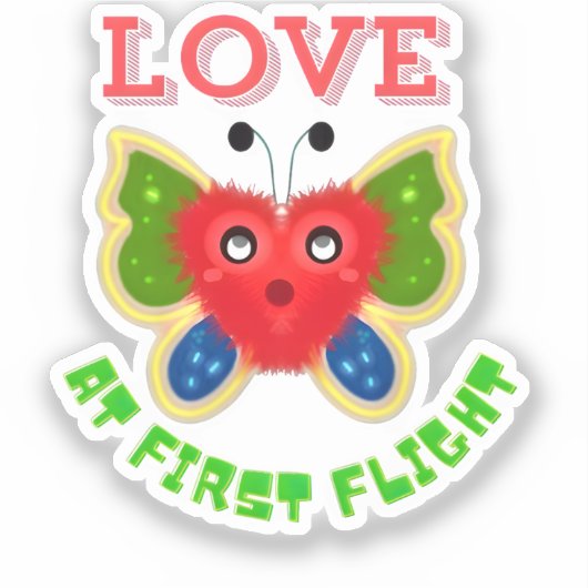 Custom Fuzzy Heart Butterfly Gift Sticker (Voorkant)