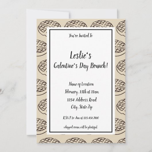 Custom Galentine's Day Brunch Waffle Uitnodiging 2 (Voorkant)