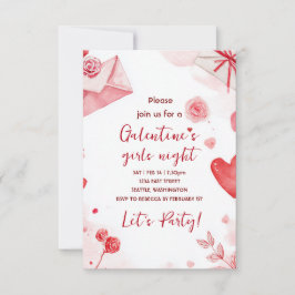 Custom Galentines Love Pattern Party Invitation RSVP Kaartje