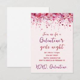 Custom Galentines Pink Hearts Party Invitation RSVP Kaartje