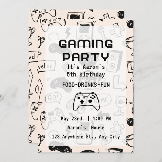 Custom Game Night Invitations Kaart (Voorkant / Achterkant)