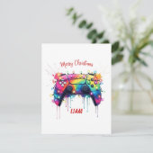 Custom Gamer Christmas Card With Game Controller Feestdagenkaart (Staand voorkant)