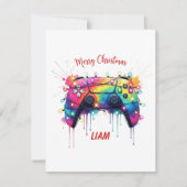 Custom Gamer Christmas Card With Game Controller Feestdagenkaart (Voorkant)