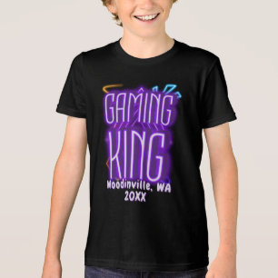 Custom Gaming King voor Gamer Locatie Datum Naam Tri-Blend Shirt