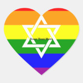 Custom Gay Rainbow Flag Jewish Star van David Hart Sticker (Voorkant)