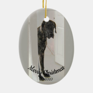 Custom gedateerde kerst triest op zoek naar een ge keramisch ornament