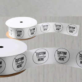 Custom Gedrukt Bedrijf Logo Wit Satijnen Lint