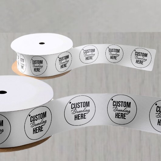 Custom Gedrukt Bedrijf Logo Wit Satijnen Lint