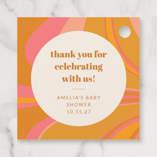 Custom Geel Roze Marmeren Baby shower Dank u Bedankjes Labels (Achterkant)