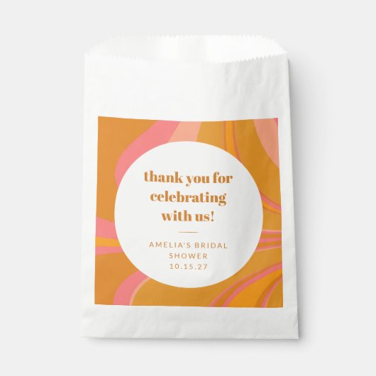 Custom Geel Roze Marmeren Vrijgezellenfeest Dank u Bedankzakje (Voorkant)