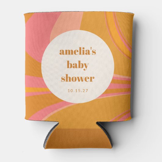 Custom Geel Sinaasappel Roze Marmeren Baby shower Blikjeskoeler (Voorkant)
