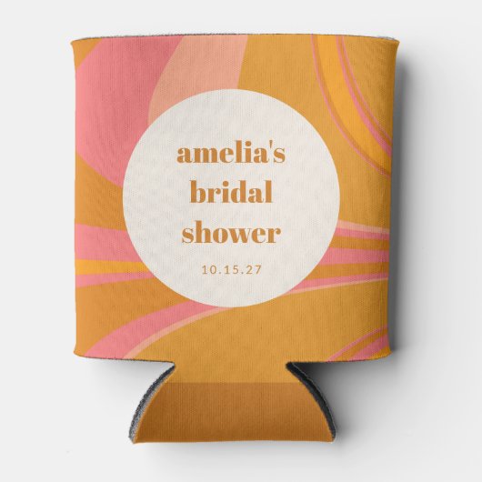 Custom Geel Sinaasappel Roze Marmeren Vrijgezellen Blikjeskoeler (Voorkant)