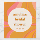 Custom Geel Sinaasappel Roze Marmeren Vrijgezellen Wijn Etiket (Enkel label)