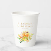 Custom Geel Waterverf Bloemen Vrijgezellenfeest Papieren Bekers (Voorkant)