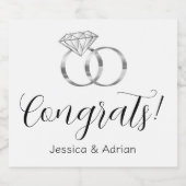 Custom Gefeliciteerd Silver Wedding Rings Verlovin Sparkling Wijnetiket (Enkel label)