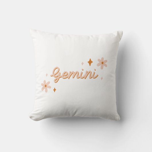 Custom Gemini Zodiac Name & Stars Minimalist Gift Kussen (Voorkant)