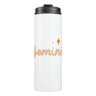Custom Gemini Zodiac Name & Stars Minimalist Gift Thermosbeker