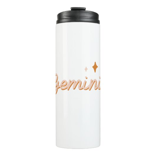 Custom Gemini Zodiac Name & Stars Minimalist Gift Thermosbeker (Voorkant)