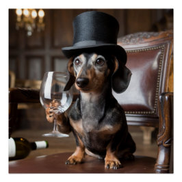 Custom Gentleman Dog Portrait - Wijnliefhebber Hui Perfect Poster