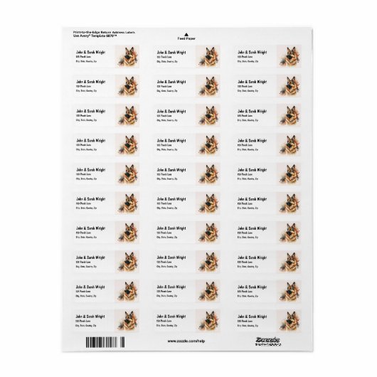 Custom German Shepherd Dog Address Label (Full Sheet)