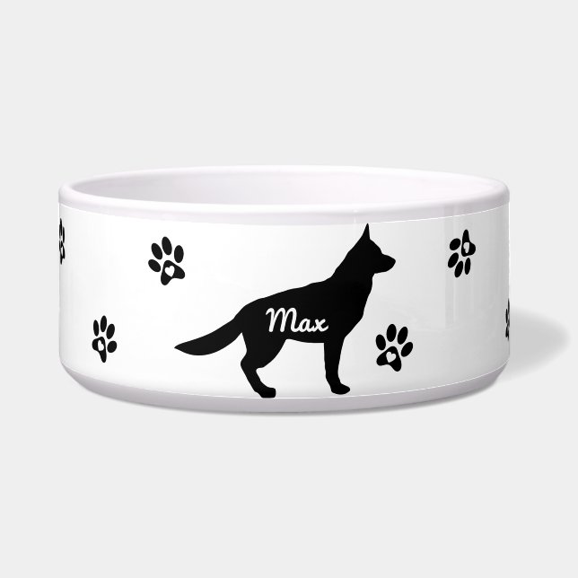 Custom German Shepherd Dog  Voerbakje (Voorkant)