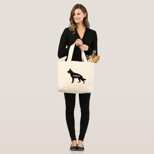 CUSTOM German Shepherd Hondenras Silhouette Grote Tote Bag (Voorkant (model))