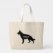 CUSTOM German Shepherd Hondenras Silhouette Grote Tote Bag (Achterkant)