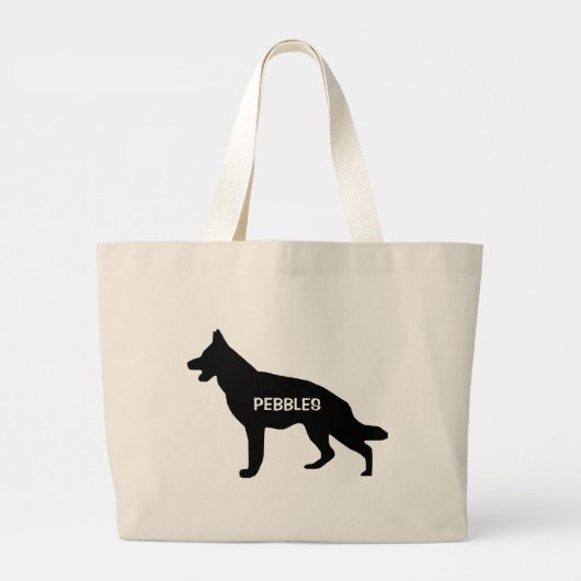 CUSTOM German Shepherd Hondenras Silhouette Grote Tote Bag (Achterkant)