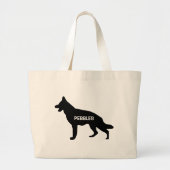 CUSTOM German Shepherd Hondenras Silhouette Grote Tote Bag (Voorkant)