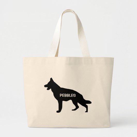 CUSTOM German Shepherd Hondenras Silhouette Grote Tote Bag (Voorkant)