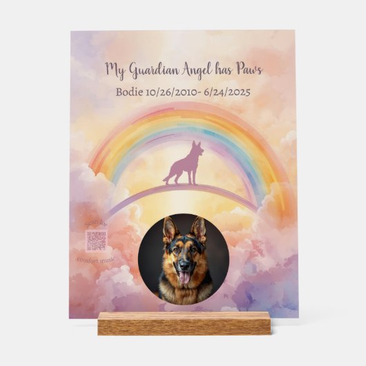 Custom German Shepherd Memorial Acrylic Sign Acryl Bord (Voorkant)