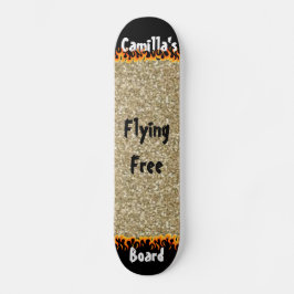 Custom gesimuleerd goud glitter meisjesontwerp persoonlijk skateboard