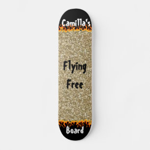 Custom gesimuleerd goud glitter meisjesontwerp persoonlijk skateboard