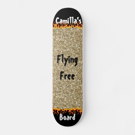 Custom gesimuleerd goud glitter meisjesontwerp persoonlijk skateboard (Voorkant)